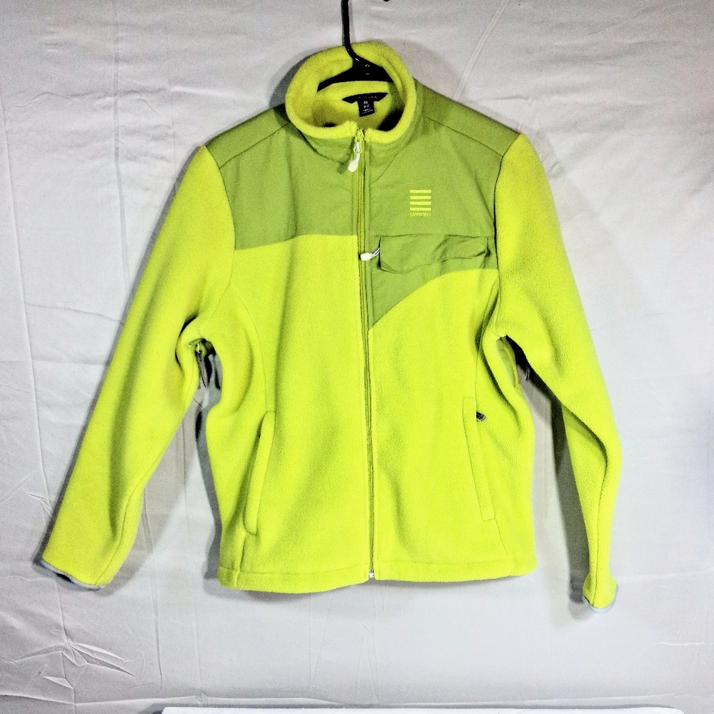 Womens Lands End 10-12 Fleece Chartreuse/Lime Green Jacket Like New